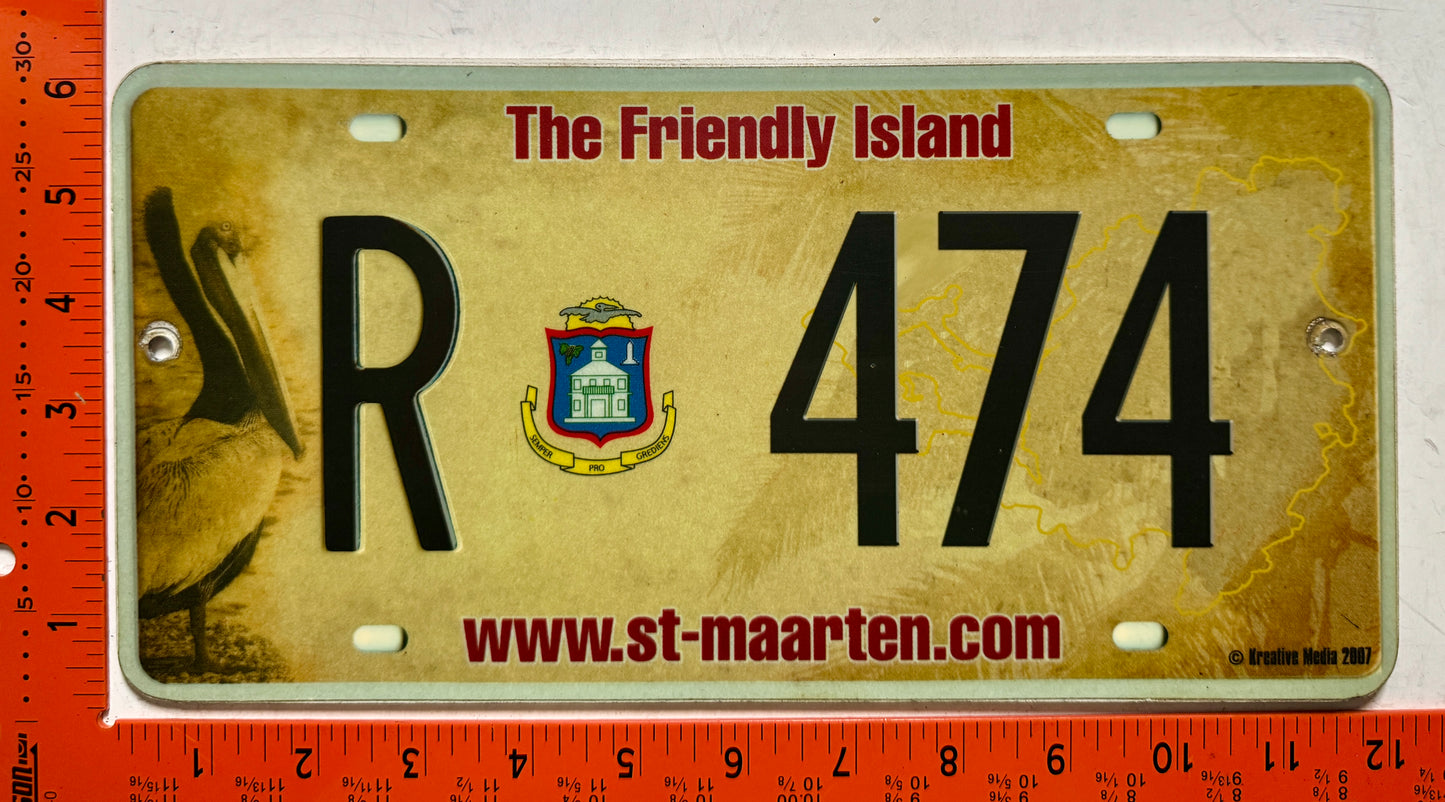 2007 St Maarten #R 474 Rental Replacement License Plate