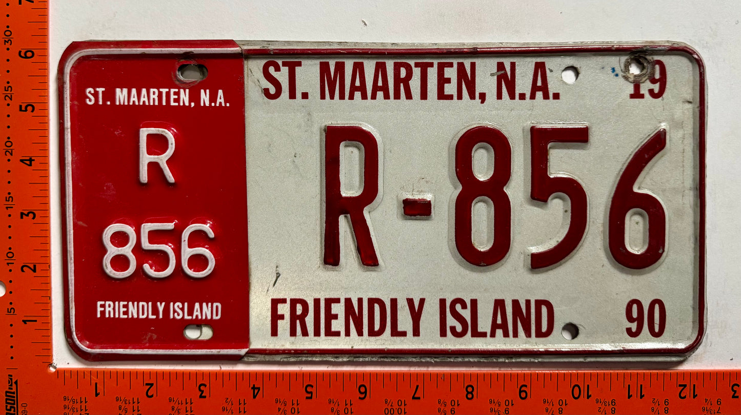 1990 St Maarten #R-856 Rental License Plate