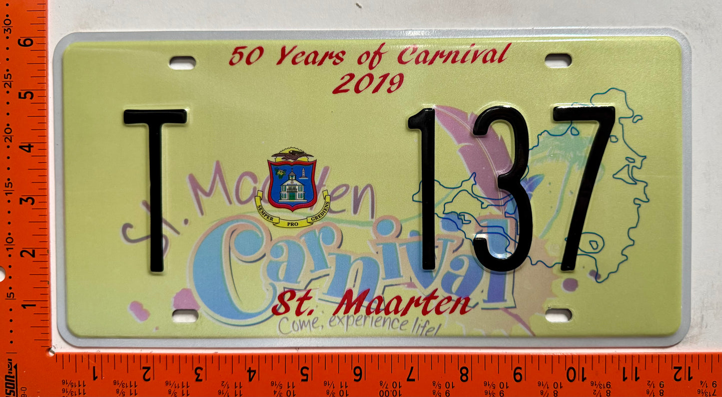 2019 St Maarten #T 137 Tour Bus License Plate