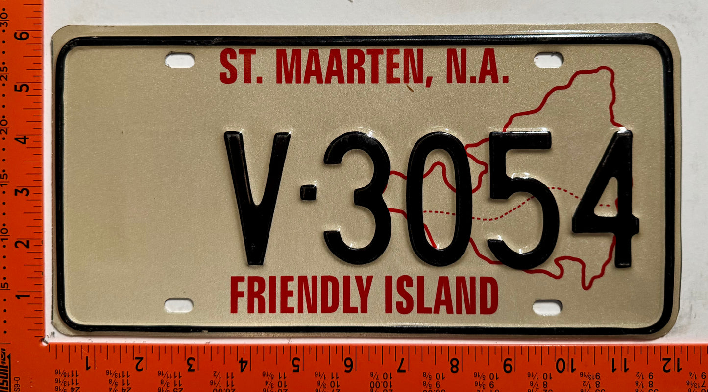 1993 base St Maarten #V-3054 Commercial License Plate