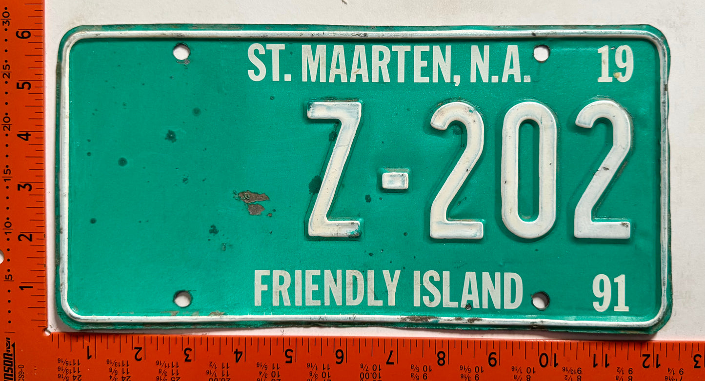 1991 St Maarten #Z-202 Heavy Equipment License Plate