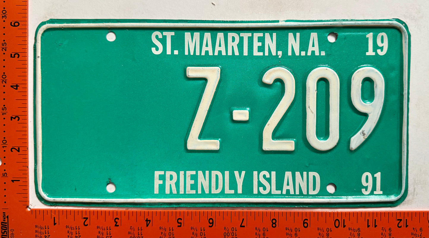 1991 St Maarten #Z-209 Heavy Equipment License Plate
