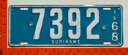 1968 Suriname #7392 Passenger License Plate