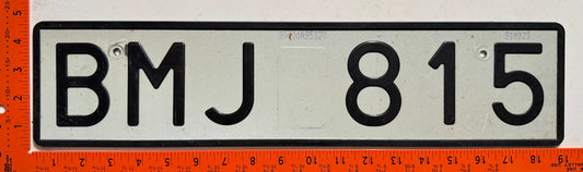 undated Sweden #BMJ 815 Passenger License Plate