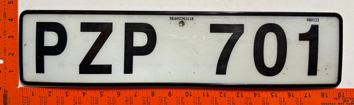 undated Sweden #PZP 701 Passenger License Plate
