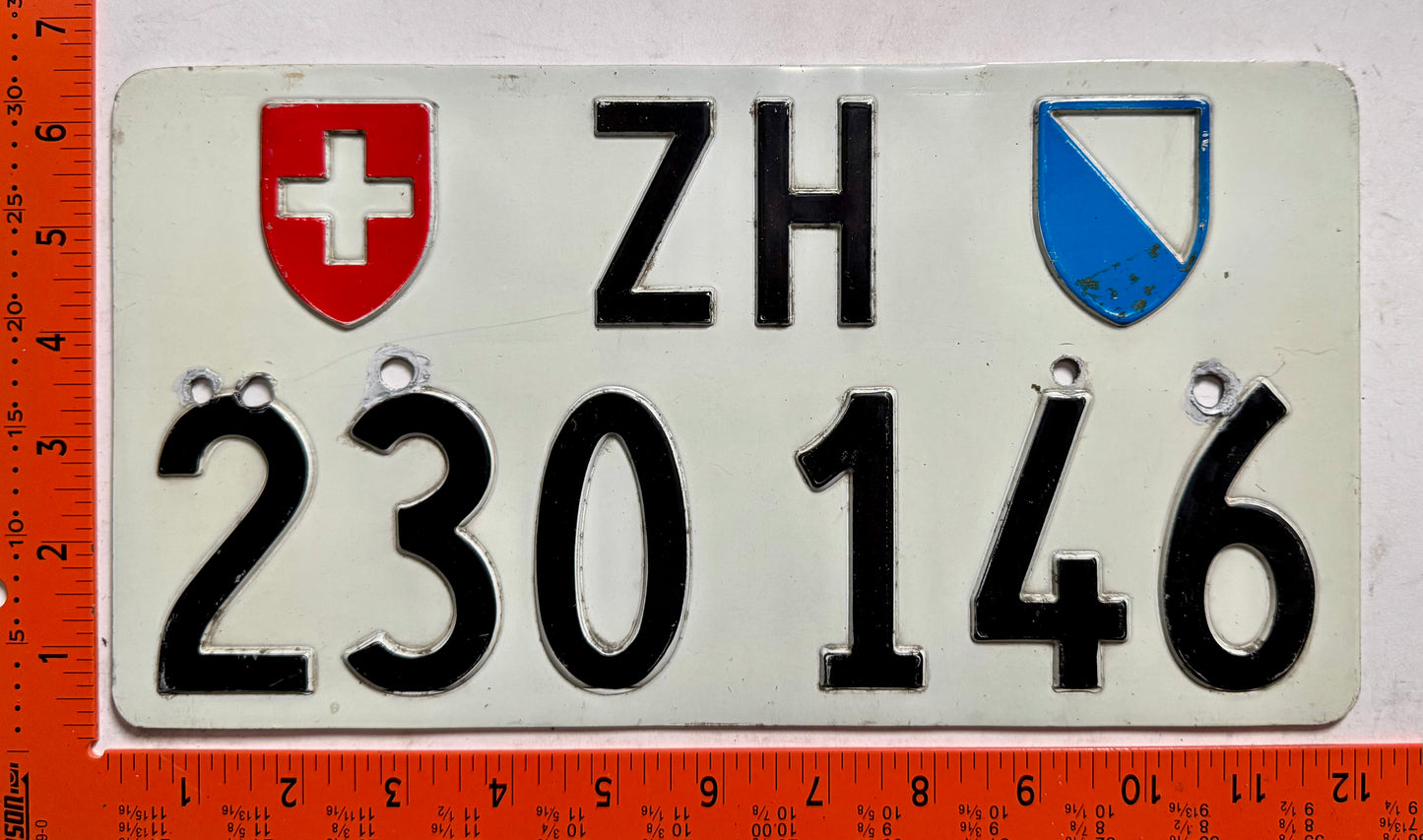 undated Switzerland #ZH/230146 Passenger License Plate