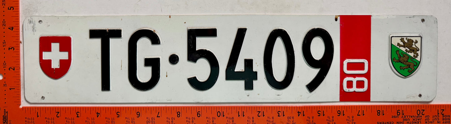 1980 Switzerland #TG-5409 Temporary License Plate