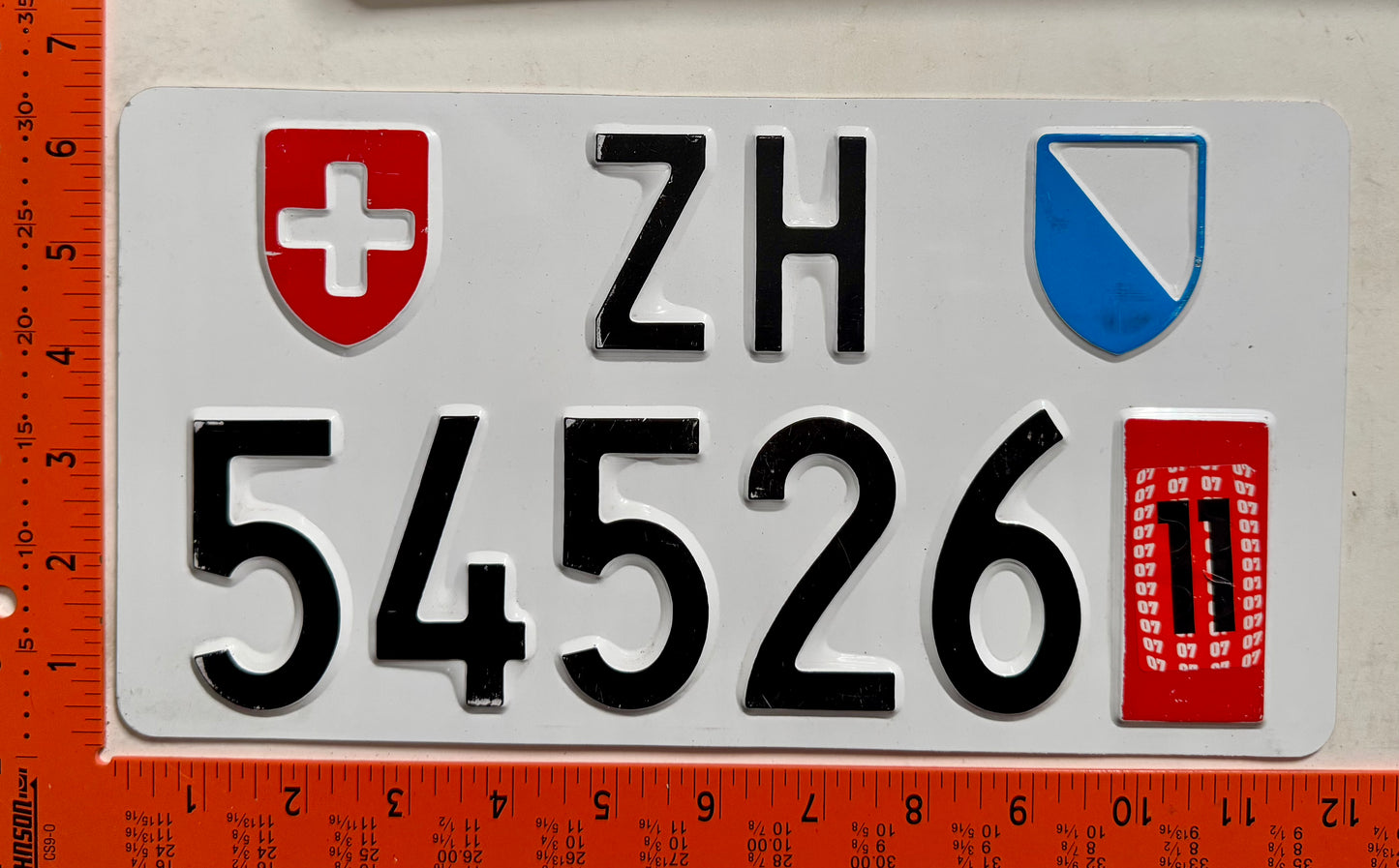 2007 Switzerland #ZH/54526 Temporary License Plate