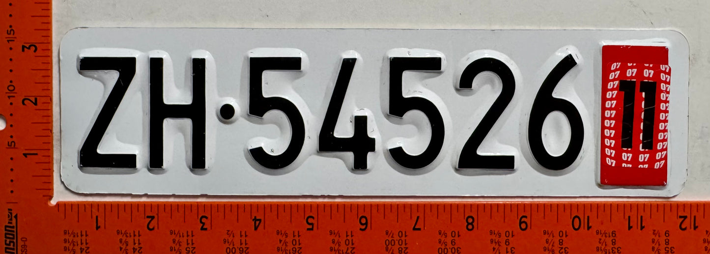 2007 Switzerland #ZH-54526 Temporary License Plate