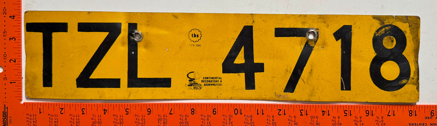 undated Tanzania #TZL 4718 Passenger License Plate