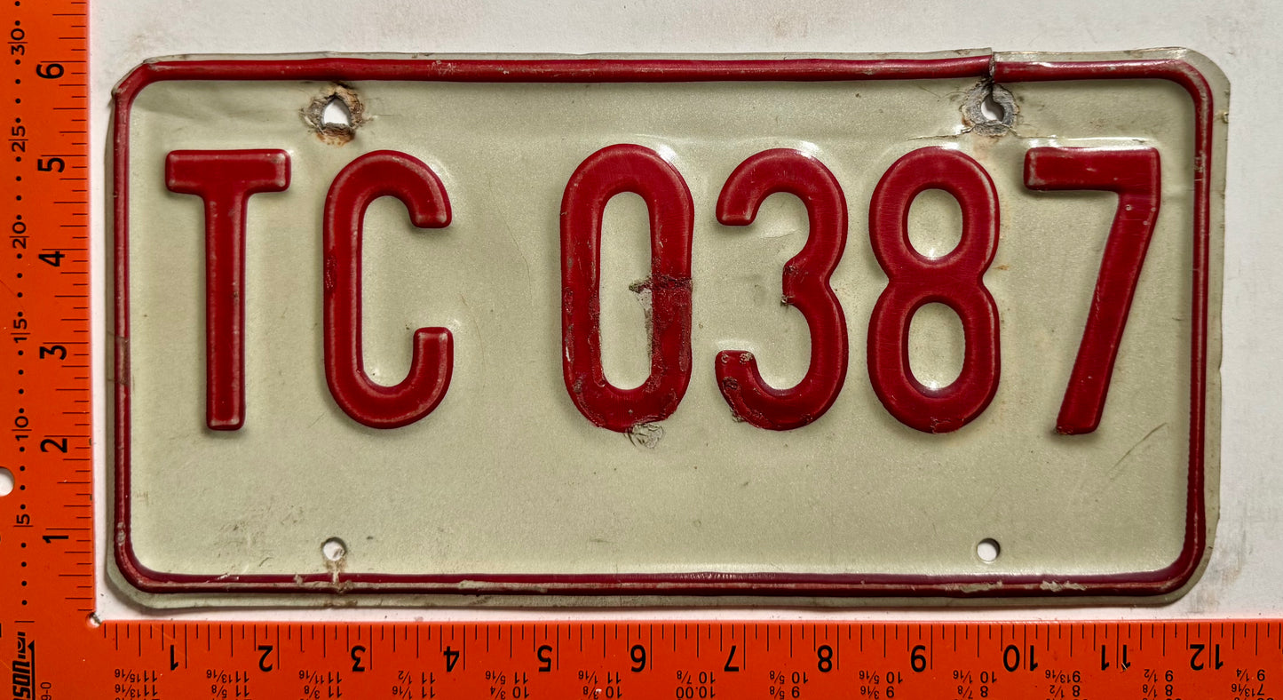 1978 base Turks & Caicos #TC 0387 Passenger License Plate