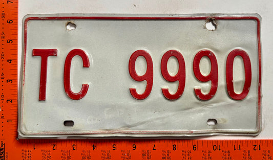 1978 base Turks & Caicos #TC 9990 Passenger License Plate