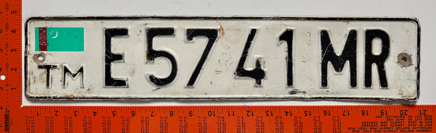 undated Turkmenistan #E5741MR Passenger License Plate