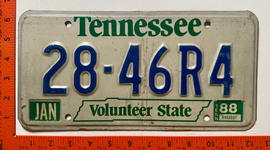 1988 Tennessee #28-46R4 Passenger License Plate