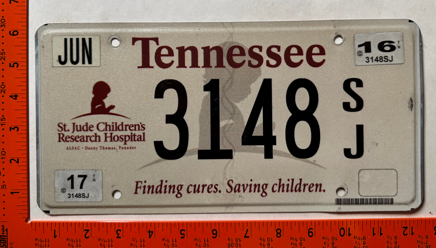2016 Tennessee #3148SJ St Jude Hospital License Plate