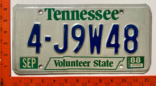 1988 Tennessee #4-J9W48 Passenger License Plate