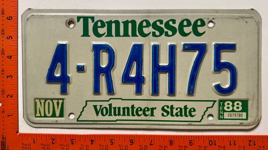 1988 Tennessee #4-R4H75 Passenger License Plate
