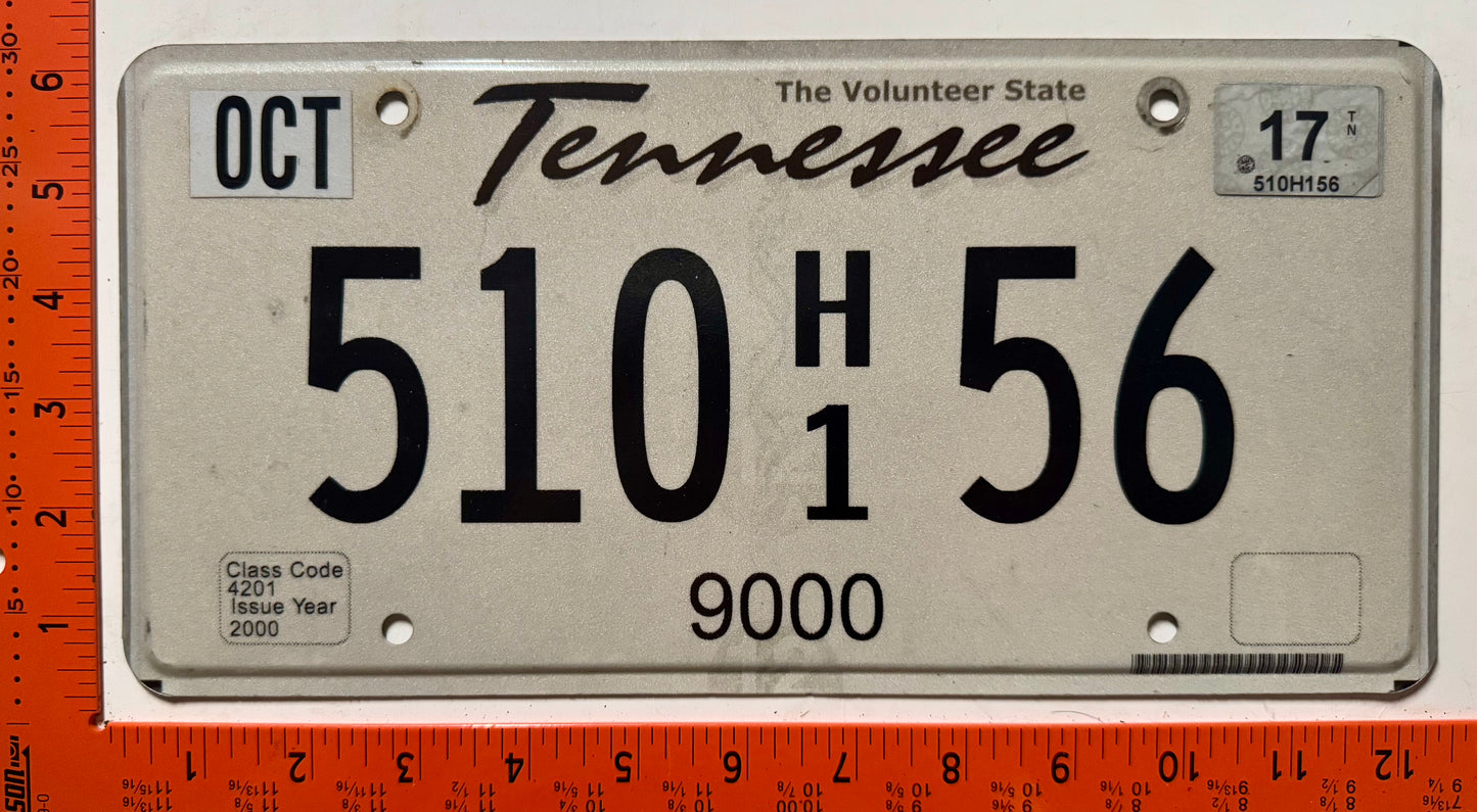 2017 Tennessee #510 H/1 56 Truck License Plate