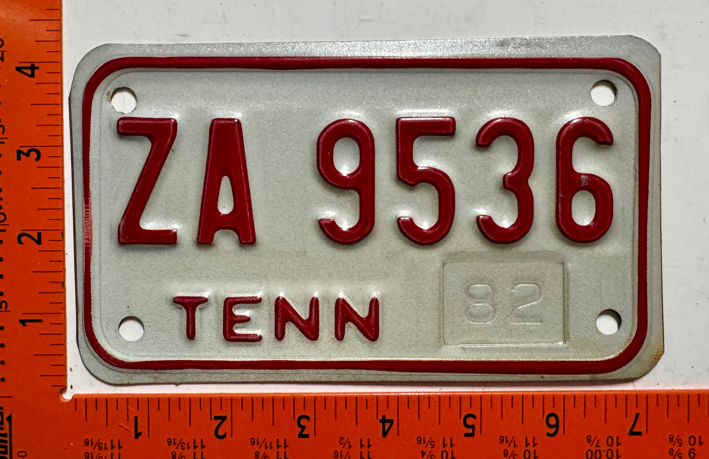 1982 Tennessee #ZA 9536 Motorcycle License Plate