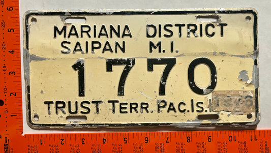 1976 Saipan, Trust Territories Pacific Islands #1770 Passenger License Plate