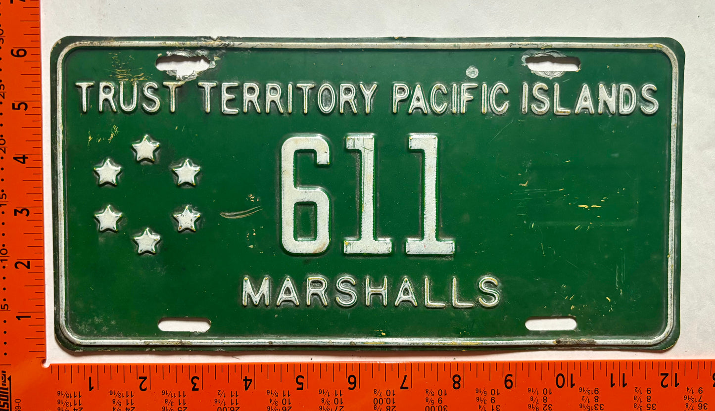 undated Marshalls, Trust Territories Pacific Islands #611 Passenger License Plate