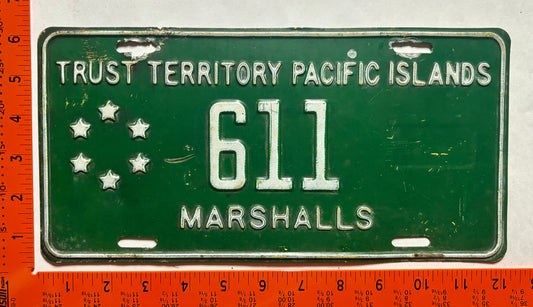 undated Marshalls, Trust Territories Pacific Islands #611 Passenger License Plate