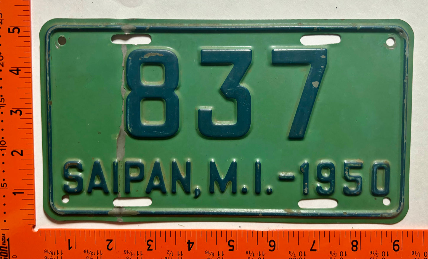1950 Saipan, Trust Territories Pacific Islands #837 Passenger License Plate