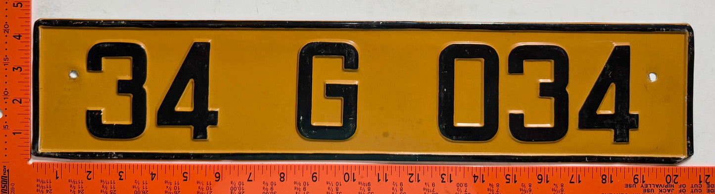 undated Turkey #34 G 034 Trade License Plate