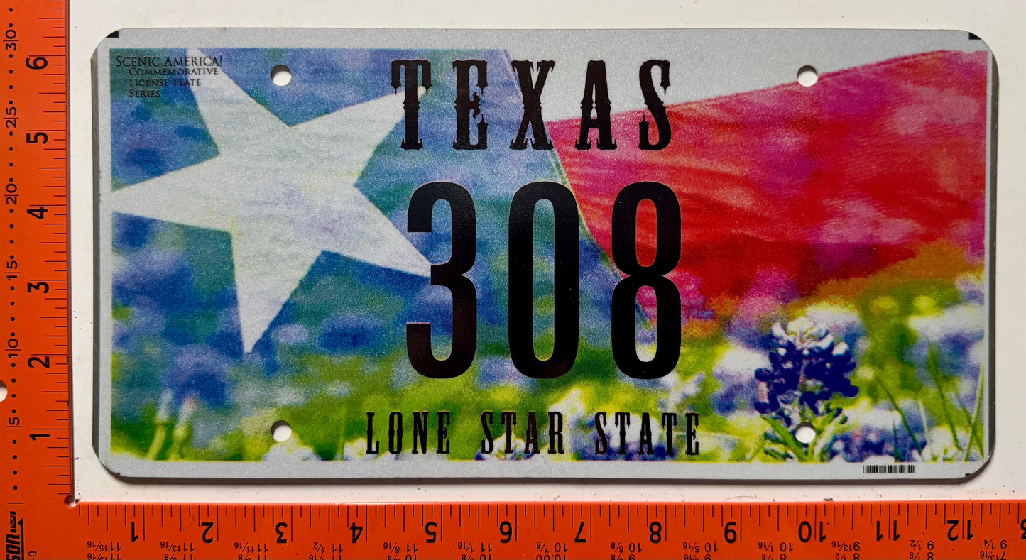 undated Texas #308 SOUVENIR License Plate