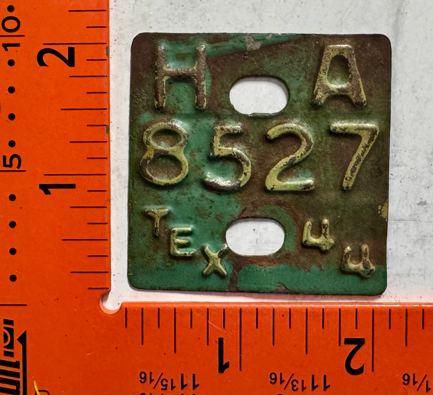 1944 Texas #HA8527 Passenger License Plate Date Tab