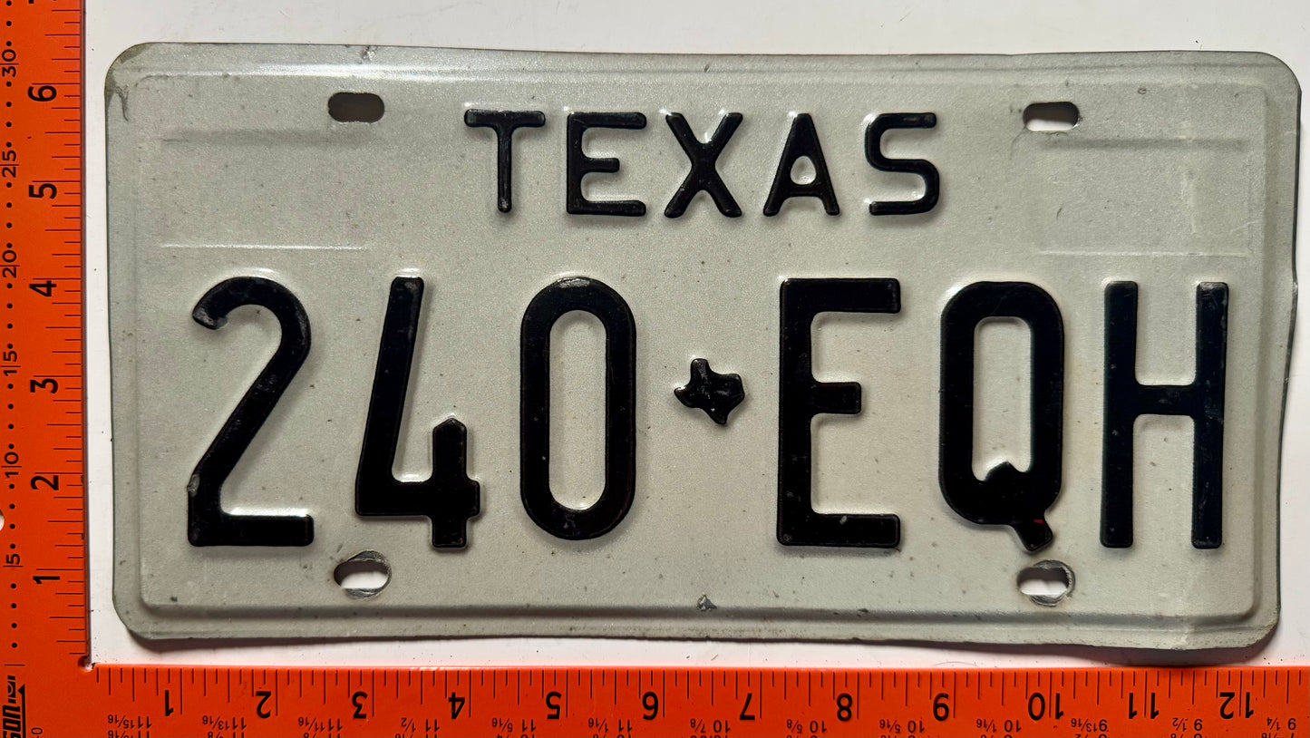 undated Texas #240-EQH Passenger License Plate
