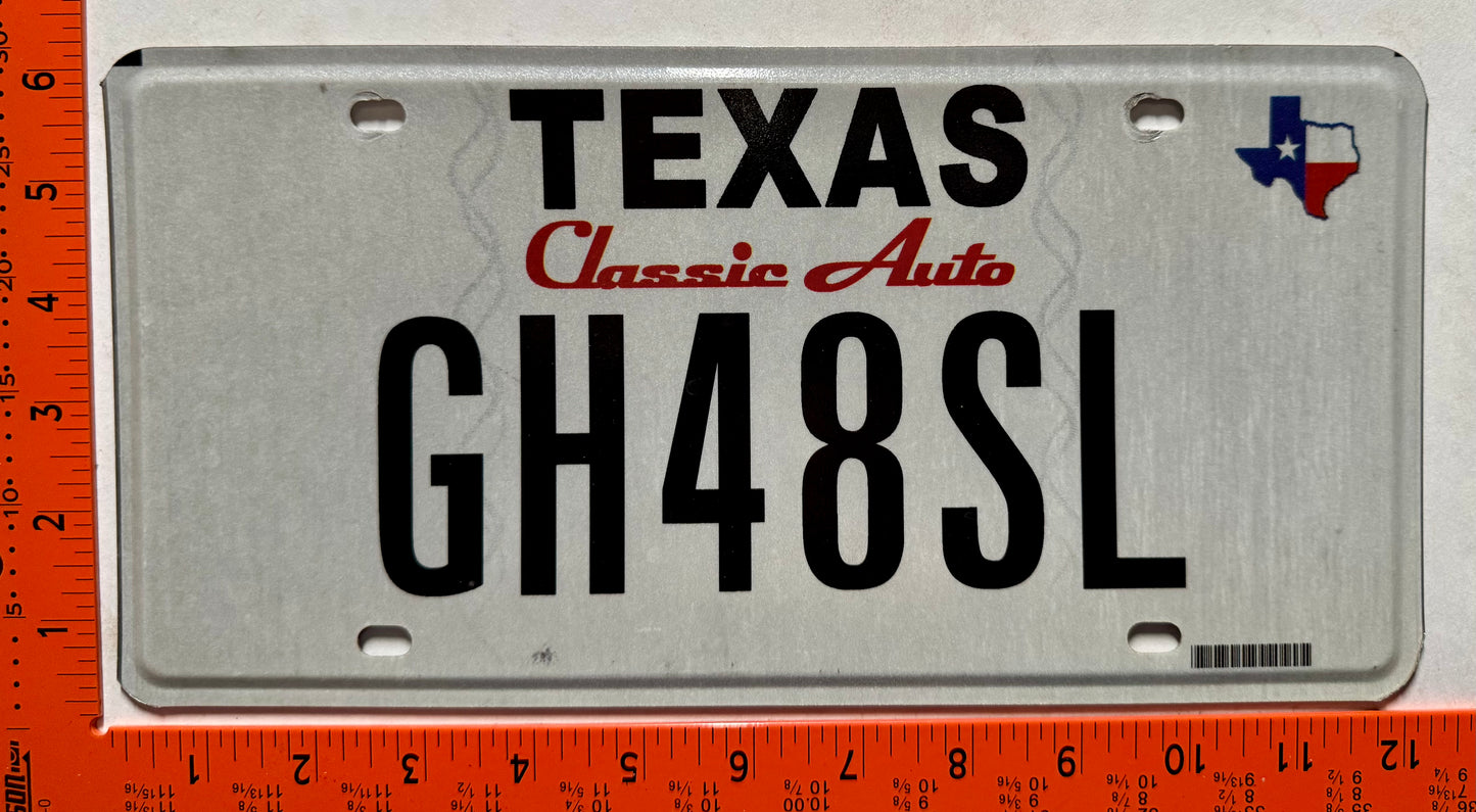 undated Texas #GH48SL Classic Auto License Plate