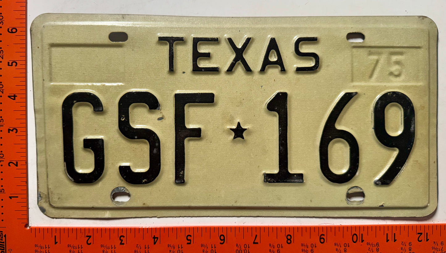 1975 Texas #GSF*169 Passenger License Plate