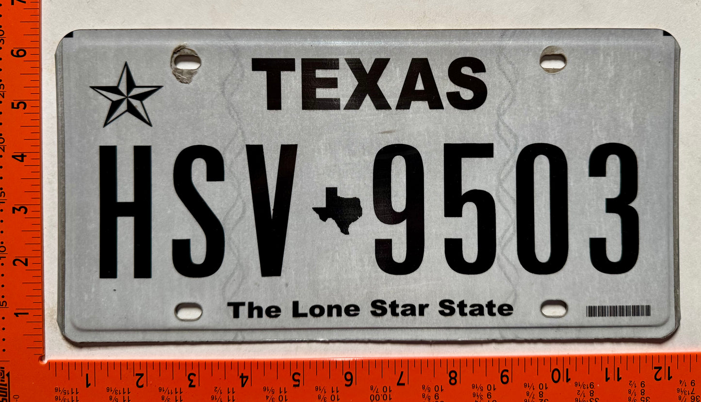 undated Texas #HSV-9503 Passenger License Plate