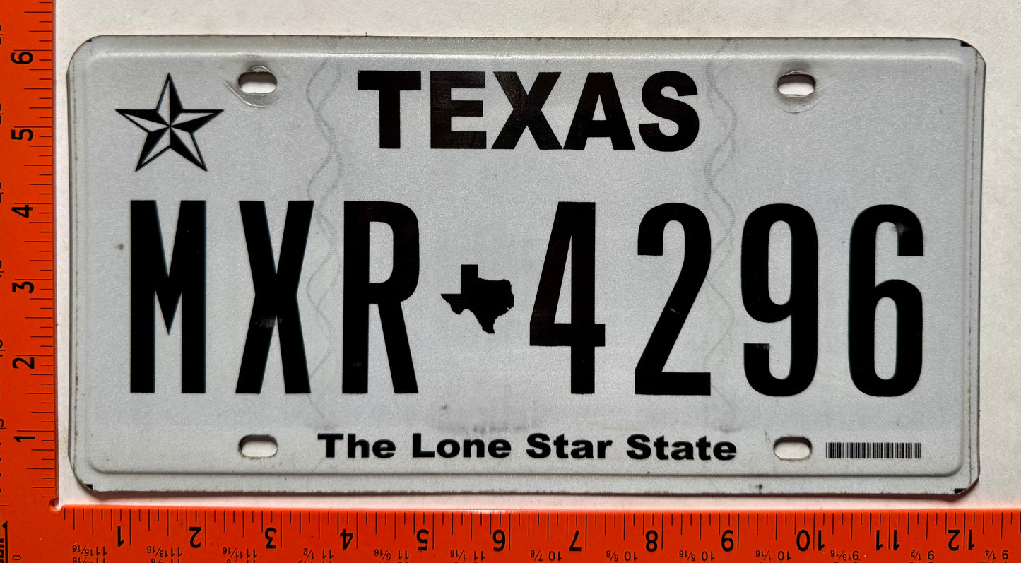undated Texas #MXR-4296 Passenger License Plate