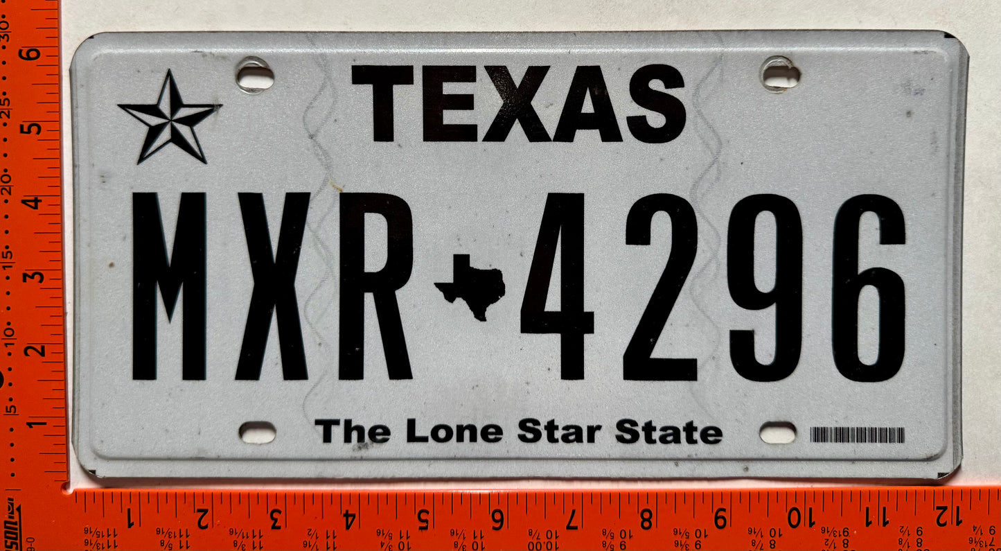 undated Texas #MXR-4296 Passenger License Plate