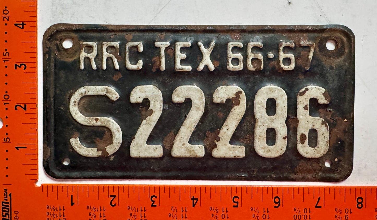 1966-1967 Texas #S22286 Railroad Commission License Plate