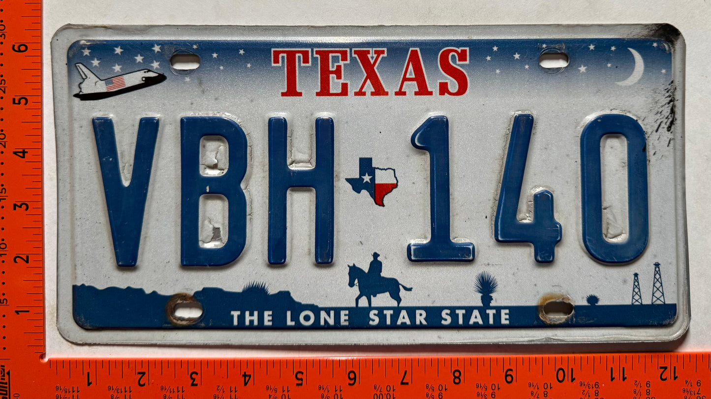 undated Texas #VBH 140 Passenger License Plate