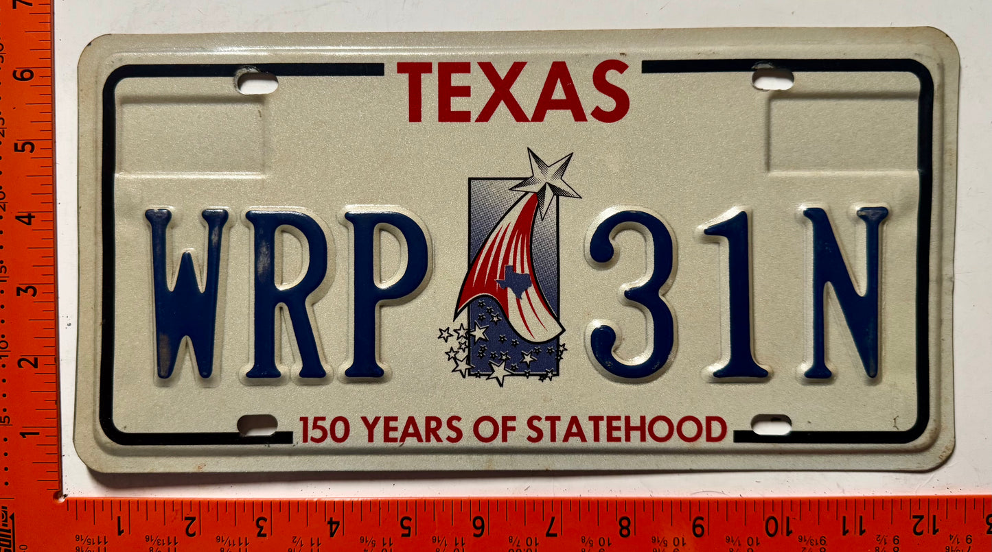 undated Texas #WRP 31N Passenger License Plate