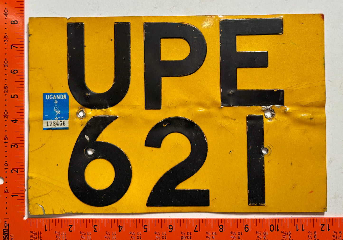 undated Uganda #UPE/621 Passenger License Plate