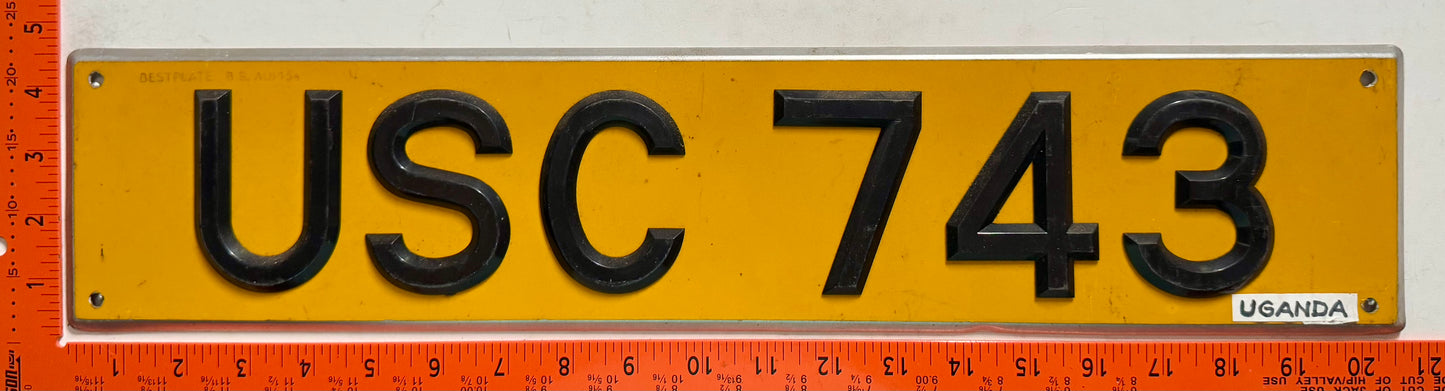 undated Uganda #USC 743 Passenger License Plate