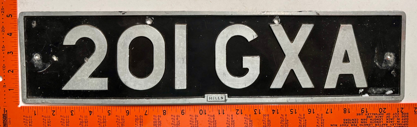 pre 1963 England #201 GXA Passenger License Plate