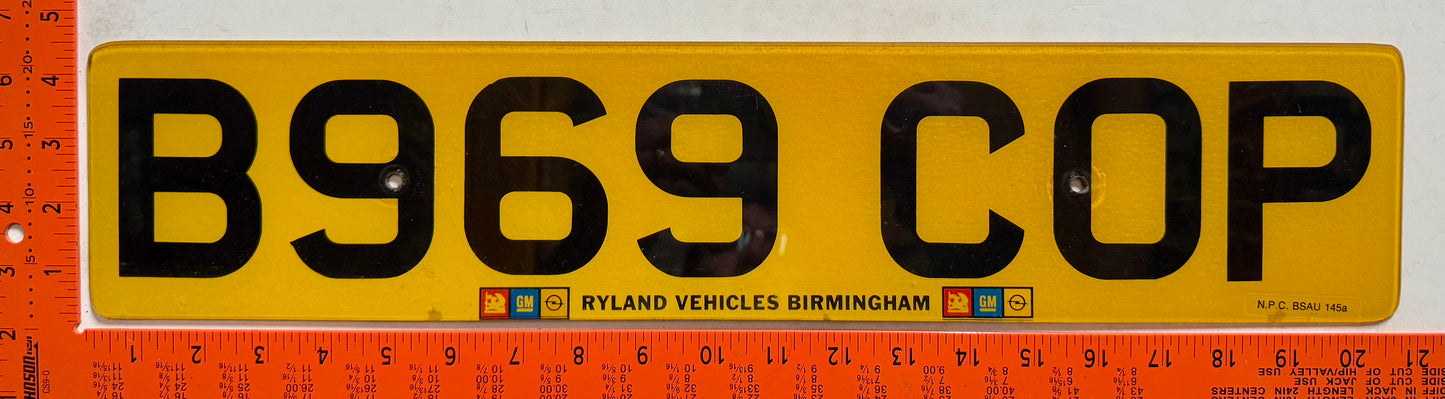 1984/1985 England #B969COP Passenger License Plate