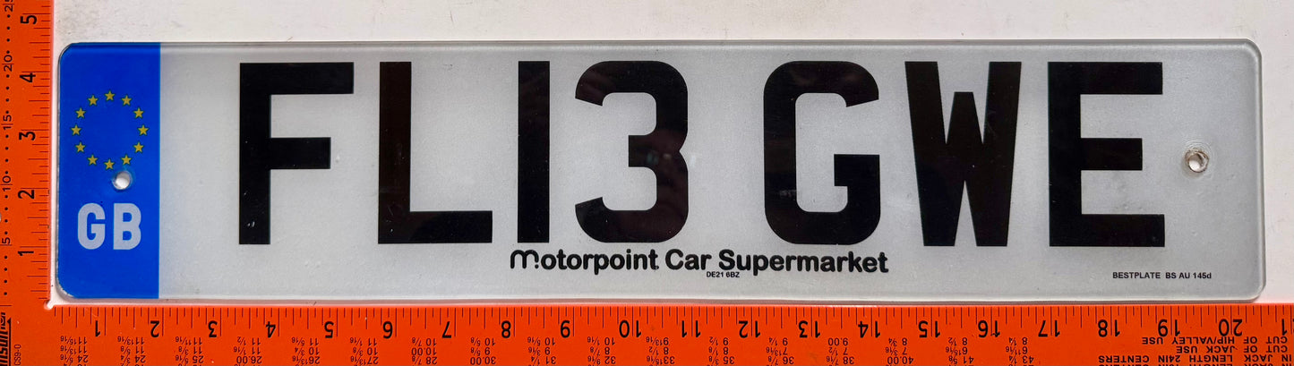 2013 England #FL13 GWE Passenger License Plate