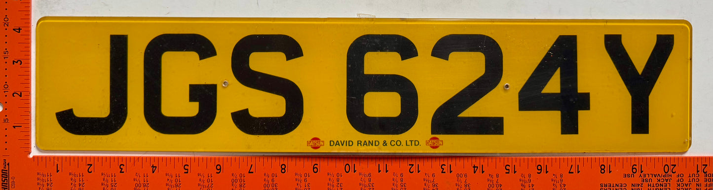 1982/1983 England #JGS624Y Passenger License Plate