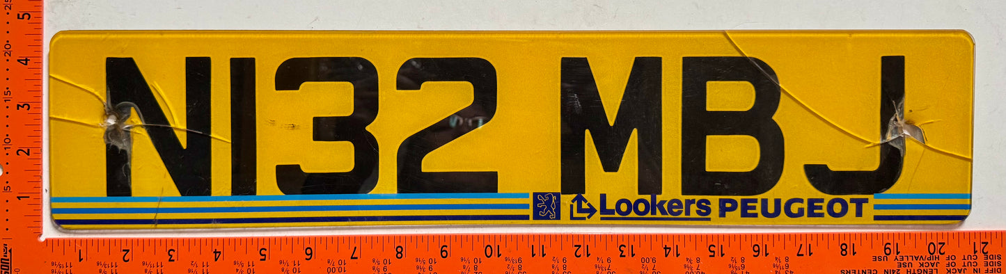 1995/1996 England #N132MBJ Passenger License Plate