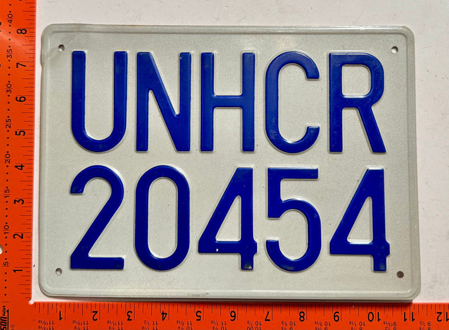 undated United Nations #UNHCR/20454 Passenger License Plate