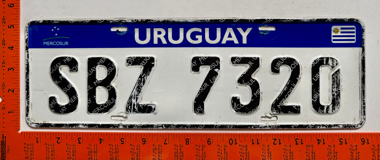 2015 base Uruguay #SBZ 7320 Passenger License Plate