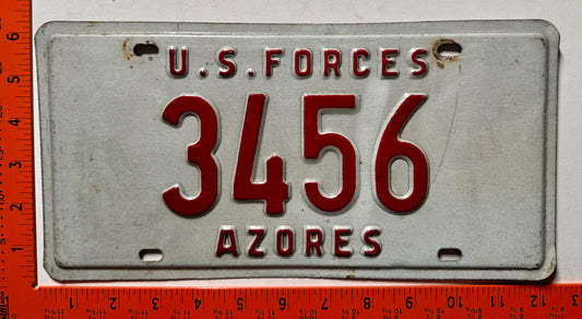 US Forces Azores #3456 License Plate