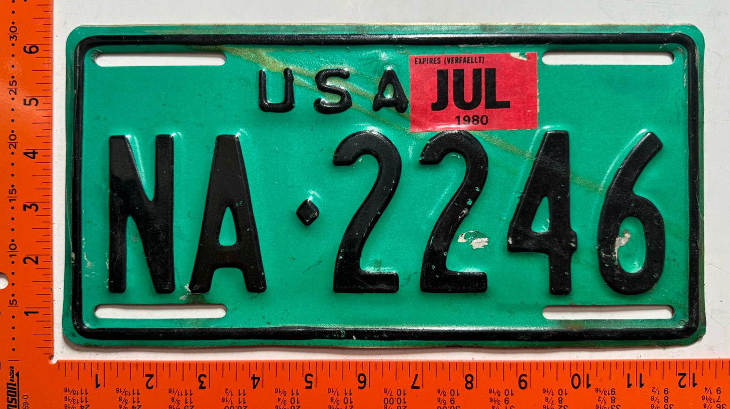 1980 U.S. Armed Forces Germany #NA-2246 License Plate